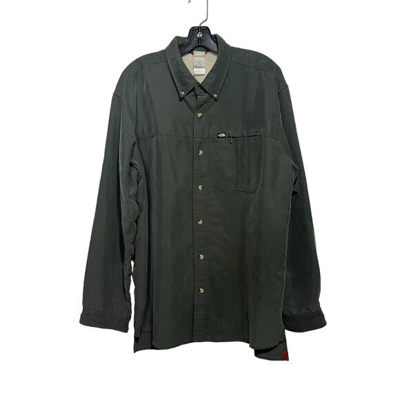 The North Face Mens Large Shirt Green Heavyweight Button up Work Shirt Outdoors - Picture 1 of 11